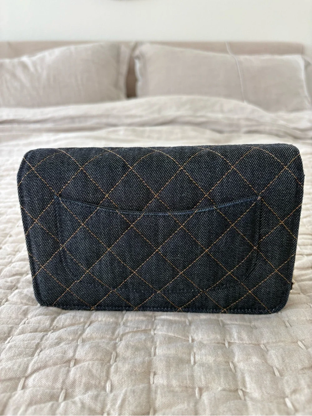 CHANEL 2026 Quilted Denim WOC in Dark Blue with Light Gols CC